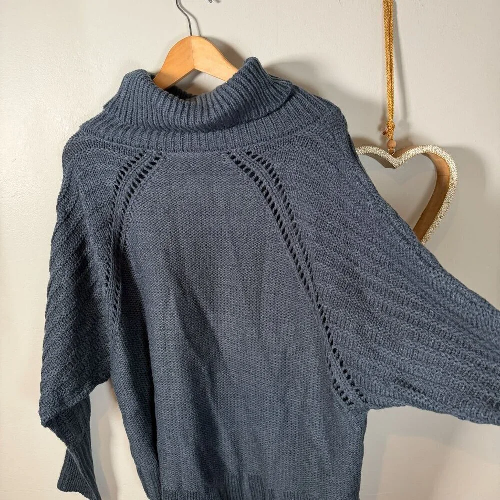 Chunky Braided Cable Stitch Knit Turtleneck Academia Cottagecore Sweater LARGE